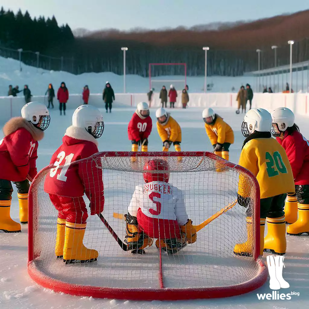 Hokej na lodzie w kaloszach – zimowa pasja z Hokkaido (fot: AI)